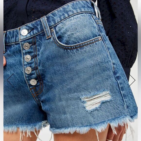 7 for all Mankind MONROE CUT-OFF SHORT Blue Denim Size 32 NEW MSRP $148 - Picture 2 of 11